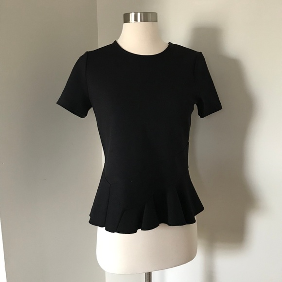 J.CREW Structured flutter-hem T-shirt, Black, XS - Picture 3 of 7